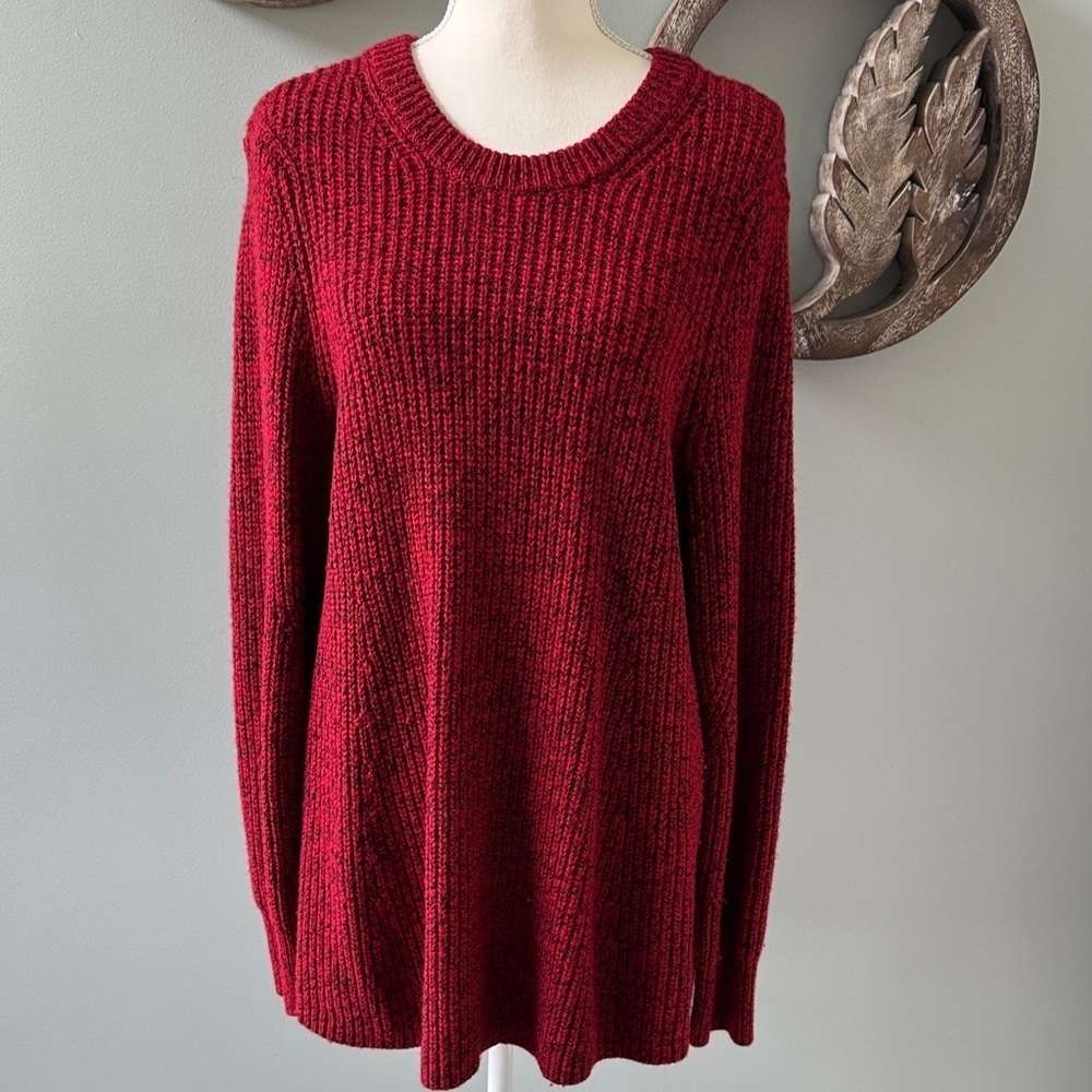 Athleta Deep Red Knit Crew Neck Tunic Sweater